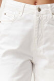 Stil Kadın Moda Denim Kot Pantolon Regular Dar Paça Mavi Yüksek Bel Mom Jeans