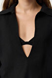 Stil Modern Kadın Crop Standart Kol Polo Yaka İnce Triko Kazak