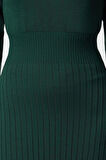 Moda Stil Regular Bisiklet Yaka Midi Boy Triko A-Line Formda Elbise