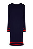 Moda Stil Fitted Bisiklet Yaka Mini Boy Büyük Beden Fitilli Triko Büyük Beden Elbise