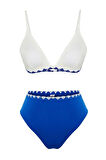 Moda Düz Atma Kap Üçgen Yüksek Bel Brief Saks Üçgen Nakışlı Yüksek Bel Regular Bikini Takımı