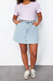 Moda Büyük Beden Bisiklet Yaka Örme Fit Geometrik Desen Casual Günlük Regular Kısa Kol Bluz