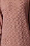 Moda Stil Relaxed Bisiklet Yaka Maxi Boy Tesettür Kendinden Desenli Triko Elbise