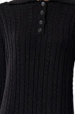 Moda Stil Regular Polo Yaka Maxi Boy Tesettür Saç Örgülü Triko Elbise
