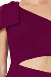 Moda Fit Mezuniyet Balo Finike Dokuma Asimetrik Yaka Kolsuz Kol Bodycone Midi Boy Elbise