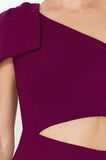 Moda Fit Mezuniyet Balo Finike Dokuma Asimetrik Yaka Kolsuz Kol Bodycone Midi Boy Elbise