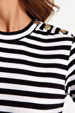 Moda Regular Casual Günlük Ringel Örme Dik Yaka Uzun Kol Basic Maxi Boy Tesettür Elbise