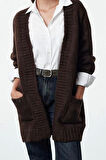 Kadın Modern Tarz Oversize V Yaka Regular Triko Hırka