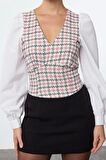 Stil Kadın Fitted Tüvit Bluz Crop Dokuma Regular Kalıp