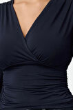 Stil Kadın Animal Baskı Yeşili Büzgü Drape Detaylı Kollu Esnek Bluz Regular Slim Kalıp Balon Kol