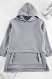 Tesettür Tarz Regular Kapüşonlu Düşük Kol Uzun Cep Detaylı Örme Sweatshirt