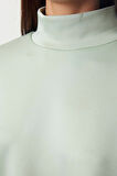 Tarz Oversize Dik Yaka Düşük Kol Uzun Geniş Kalıp Truvakar Kol Örme Sweatshirt