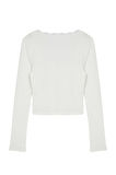 Moda Havuz Yaka Örme Slim Düz Desen Casual Günlük Crop Uzun Kol Bluz