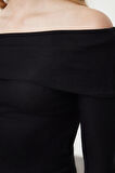 Stil Kadın Kısa Esnek Bluz Crop Örme Slim Kalıp