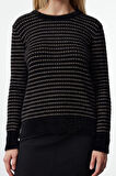 Stil Modern Kadın Regular Standart Kol Bisiklet Yaka Tüylü İplik Çizgili Triko Kazak