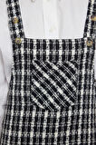 Moda Stil Fitted Kare Yaka Mini Boy Dokuma Ekose Desenli Jile Elbise