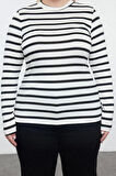 Stil Kadın Bodycone Bluz Regular Örme Fitted Kalıp Büyük Beden
