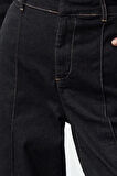Stil Kadın Moda Denim Kot Pantolon Regular Boru Paça Nervürlü Yüksek Bel Havuç Jeans
