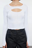 Stil Kadın 2li Cut Out Detaylı Fitted Vücuda Oturan Fitilli Esnek Bluz Crop Örme Slim Kalıp