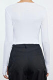Stil Kadın 2li Cut Out Detaylı Fitted Vücuda Oturan Fitilli Esnek Bluz Crop Örme Slim Kalıp
