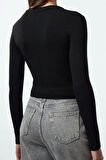Stil Kadın -Ekru İkili Paket Kısa Fitted Vücuda Oturan Bluz Crop Örme Slim Kalıp