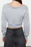 Tarz Crop Madonna Yaka Düşük Kol Crop Kayık Yaka Crop Normal Kalıp Örme Sweatshirt