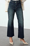 Stil Kadın Moda Denim Kot Pantolon Uzun Geniş Paça Yüksek Bel Marine Straight Jeans