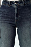 Stil Kadın Moda Denim Kot Pantolon Uzun Geniş Paça Yüksek Bel Marine Straight Jeans