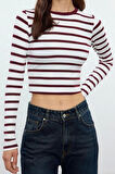 Stil Kadın Viskoz Yumuşak Kumaşlı Fitted Esnek Bluz Crop Örme Slim Kalıp