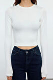 Stil Kadın Viskoz Yumuşak Kumaşlı Fitted Esnek Bluz Crop Örme Slim Kalıp