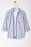 Şık Düz Desen Gömlek Yaka Limited Edition Oversize Fit Cep Detaylı %100 Pamuk Gömlek