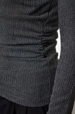 Stil Kadın Dokulu Asimetrik Büzgülü Vücuda Oturan Bluz Regular Örme Slim Kalıp