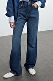 Stil Kadın Moda Denim Kot Pantolon Uzun Geniş Paça Yüksek Bel Jeans