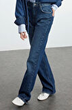 Stil Kadın Moda Denim Kot Pantolon Uzun Geniş Paça Yüksek Bel Jeans