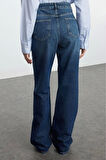 Stil Kadın Moda Denim Kot Pantolon Uzun Geniş Paça Yüksek Bel Jeans