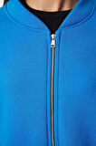 Oversize Bisiklet Yaka Düşük Kol Uzun Fermuarlı Geniş Kalıp Kalın İçi Polarlı Örme Sweatshirt