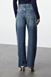 Stil Kadın Moda Denim Kot Pantolon Uzun Geniş Paça Mavi Yüksek Bel Jeans