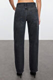 Stil Kadın Moda Denim Kot Pantolon Uzun Boru Paça Mavi Normal Bel Straight Jeans