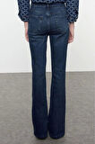 Stil Kadın Moda Denim Kot Pantolon Uzun İspanyol Paça Yüksek Bel Jeans