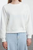 Tarz Regular Bisiklet Yaka Düşük Kol Regular Nervür Detaylı Normal Kalıp Örme Sweatshirt