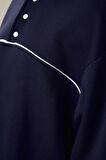 Bol Dik Yaka Düşük Kol Uzun Çıtçıtlı Kalıp Çıtçıtlı Biyeli Kalın İçi Polarlı Örme Sweatshirt
