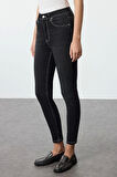 Stil Kadın Moda Denim Kot Pantolon Uzun Boru Paça Mavi Yüksek Bel Skinny Jeans