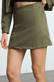 Modern Tarz Astarsız Dokuma Mini Boy Süet Kumaş A-line Mini Boy Etek