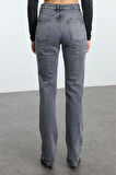 Stil Kadın Moda Denim Kot Pantolon Regular Boru Paça Yüksek Bel Jeans