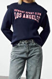 Tarz Regular Bisiklet Yaka Düşük Kol Regular Geniş Kalıp Kalın İçi Polarlı Örme Sweatshirt