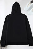 Unisex Tarz Regular Kapüşonlu Standart Kol Standart Gri Normal Kesim Sıcak Tutan Baskılı Sweatshirt
