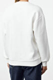 Relaxed Bisiklet Yaka Düşük Kol Kalın İçi Polarlı Western Baskılı Normal Kesim Örme Sweatshirt