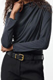 Stil Kadın Care Collection %100 Modal Kumaş Drape Büzgü Detaylı Bluz Regular Örme Regular Kalıp