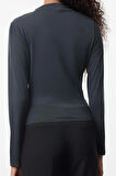 Stil Kadın Care Collection %100 Modal Kumaş Drape Büzgü Detaylı Bluz Regular Örme Regular Kalıp