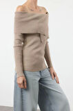 Stil Modern Kadın Regular Reglan Kol Carmen Yaka Basic Triko Kazak